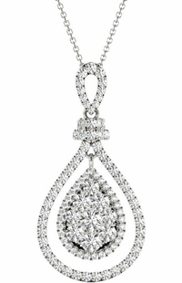 Diamond Oval Pendant, 1.03 Carat on 18k White Gold P20245W