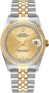 Rolex Datejust 36 Champagne Roman Dial Gold & Steel Unisex Watch 16013